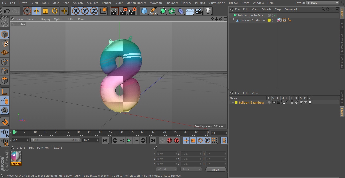 3D model Balloon Numbers 8 Rainbow