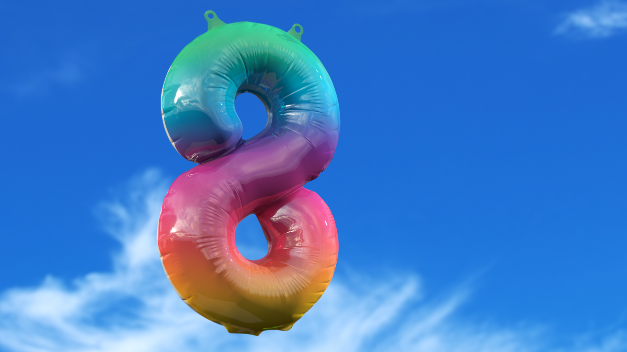 3D model Balloon Numbers 8 Rainbow