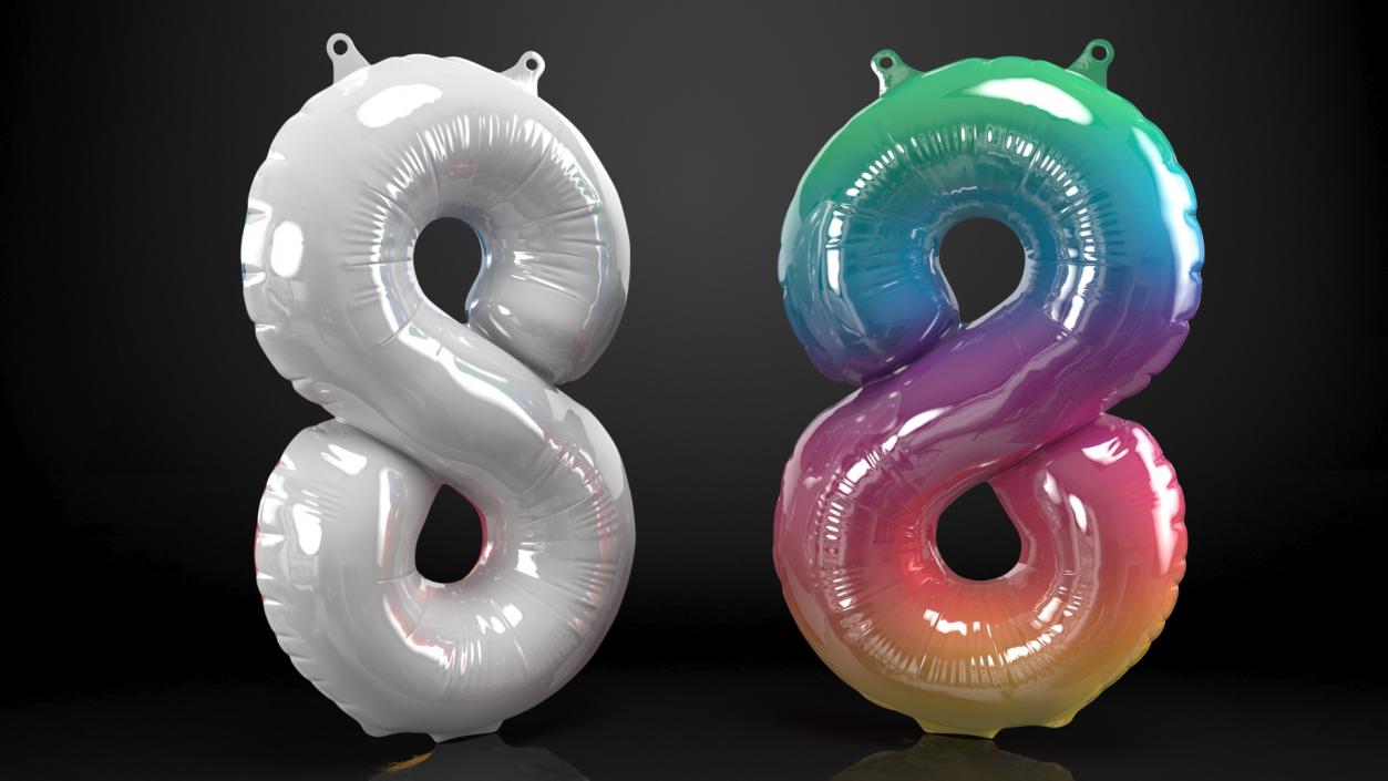 3D model Balloon Numbers 8 Rainbow