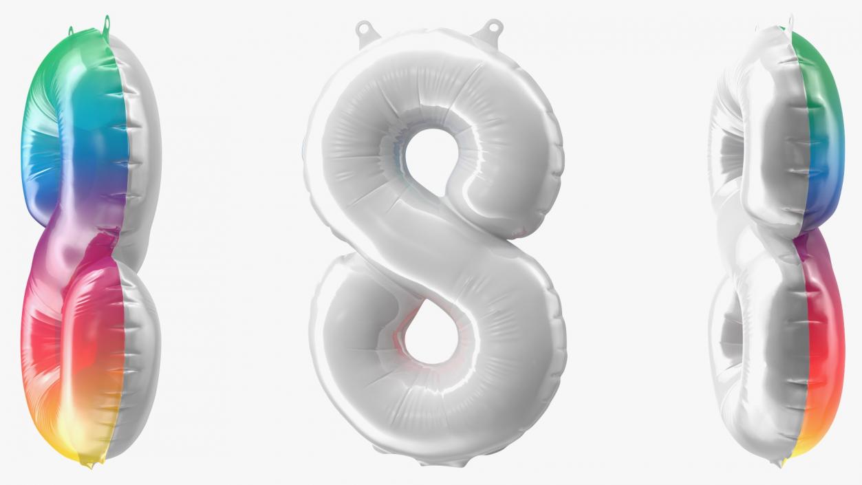 3D model Balloon Numbers 8 Rainbow