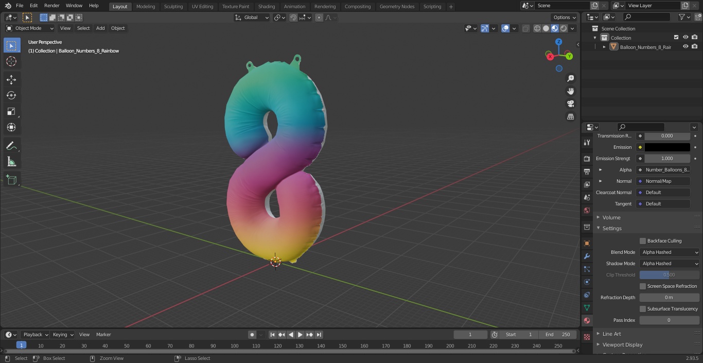 3D model Balloon Numbers 8 Rainbow