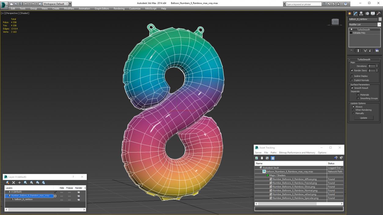 3D model Balloon Numbers 8 Rainbow