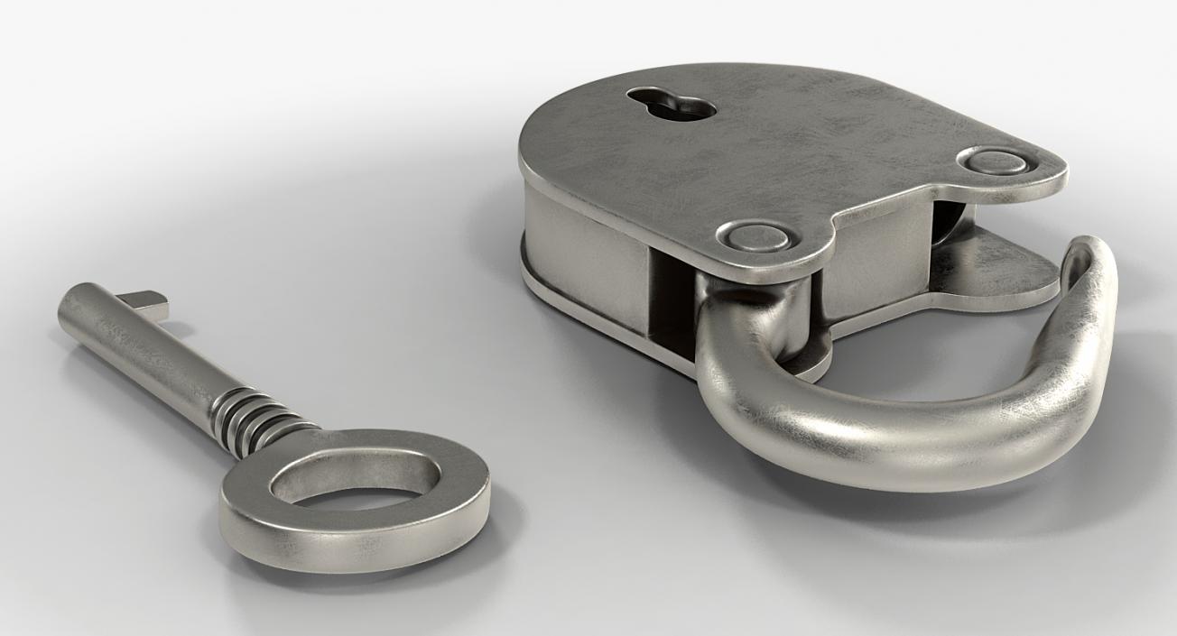 Retro Padlock With Key 3D