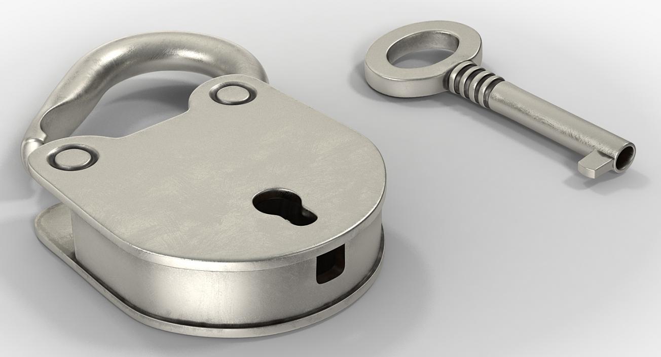 Retro Padlock With Key 3D