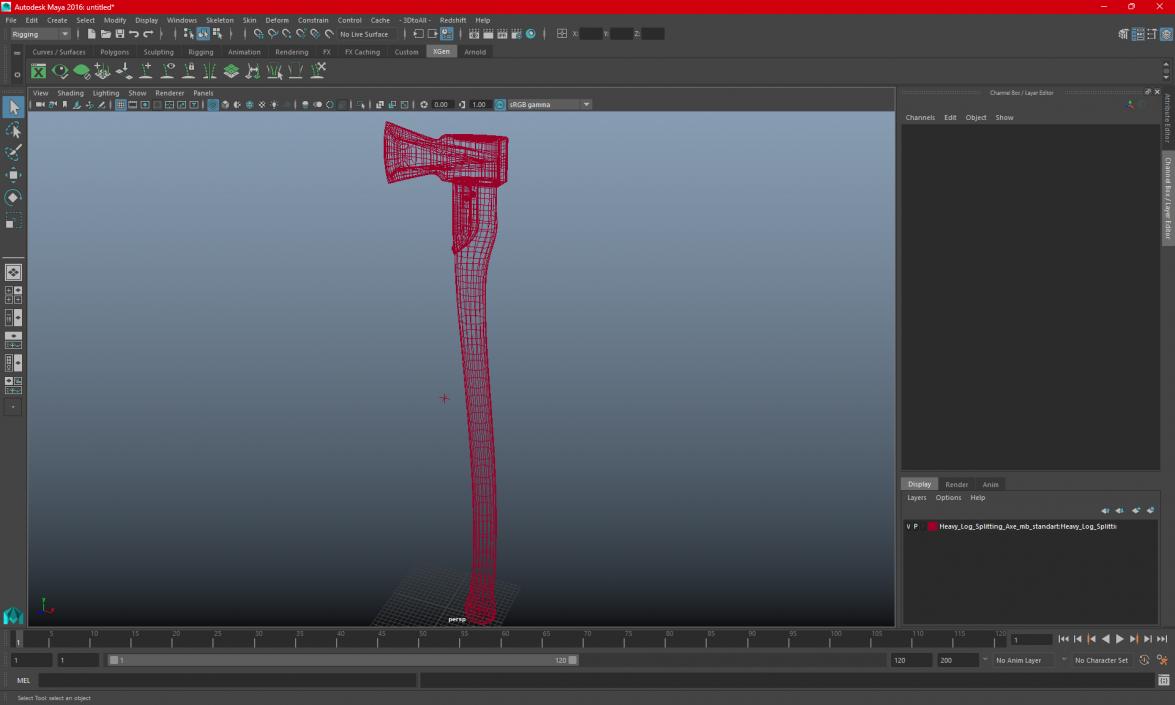 3D Heavy Log Splitting Axe model