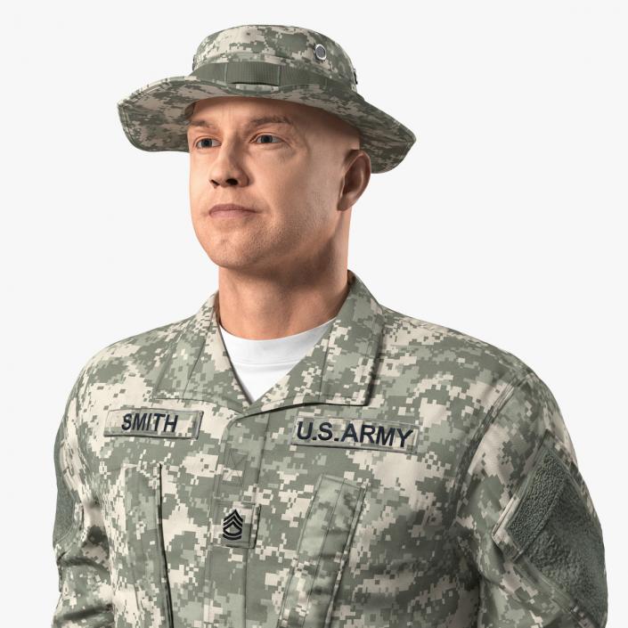 3D US Soldier Standing at Attention Fur