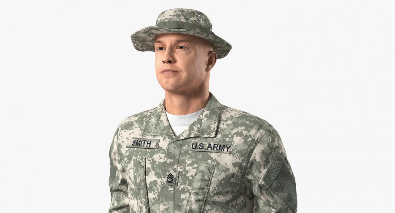 3D US Soldier Standing at Attention Fur