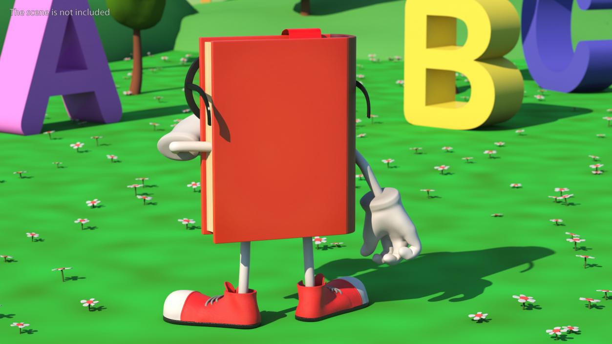 3D model Sad Cartoon Book Red