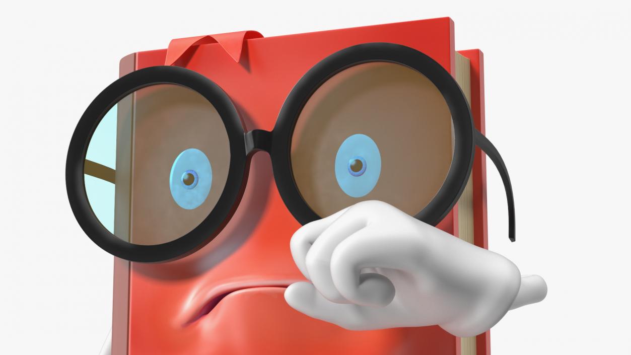 3D model Sad Cartoon Book Red