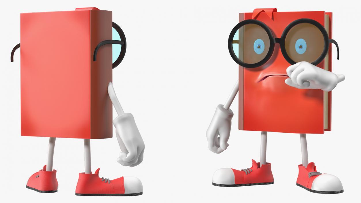 3D model Sad Cartoon Book Red