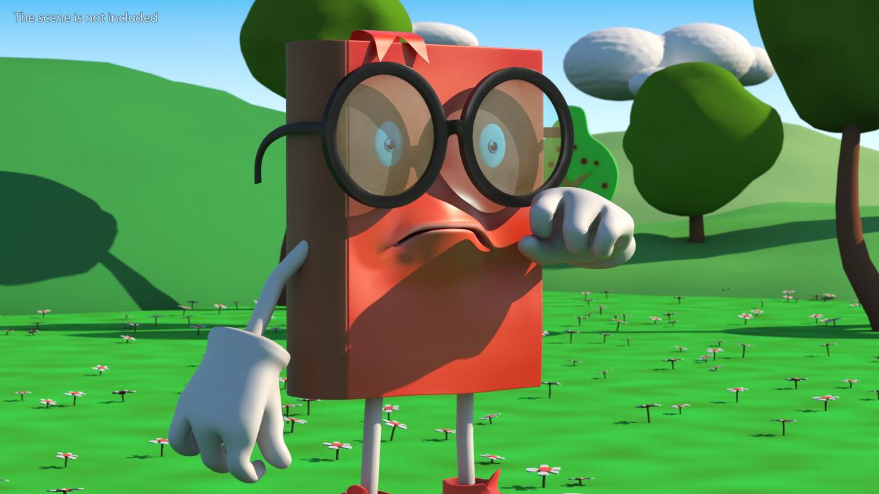 3D model Sad Cartoon Book Red