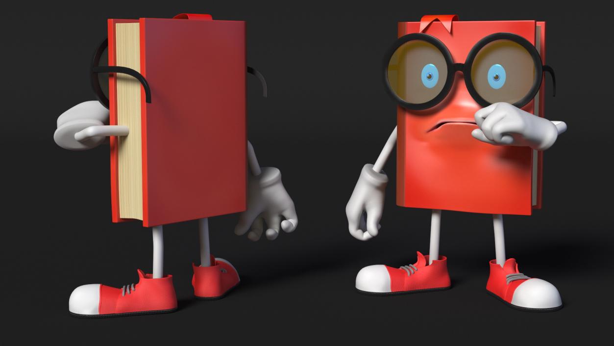 3D model Sad Cartoon Book Red