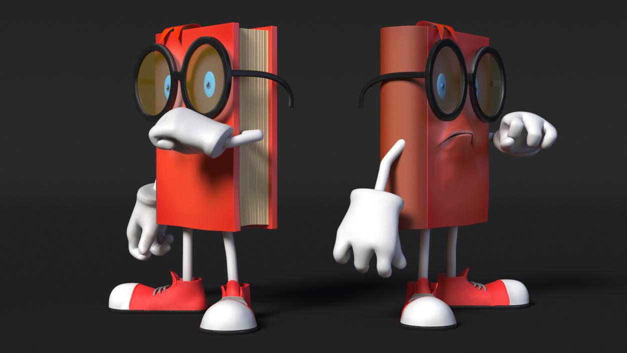 3D model Sad Cartoon Book Red