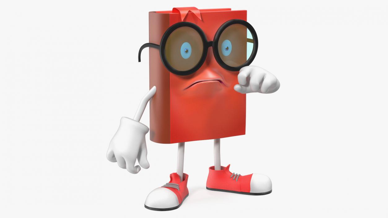 3D model Sad Cartoon Book Red