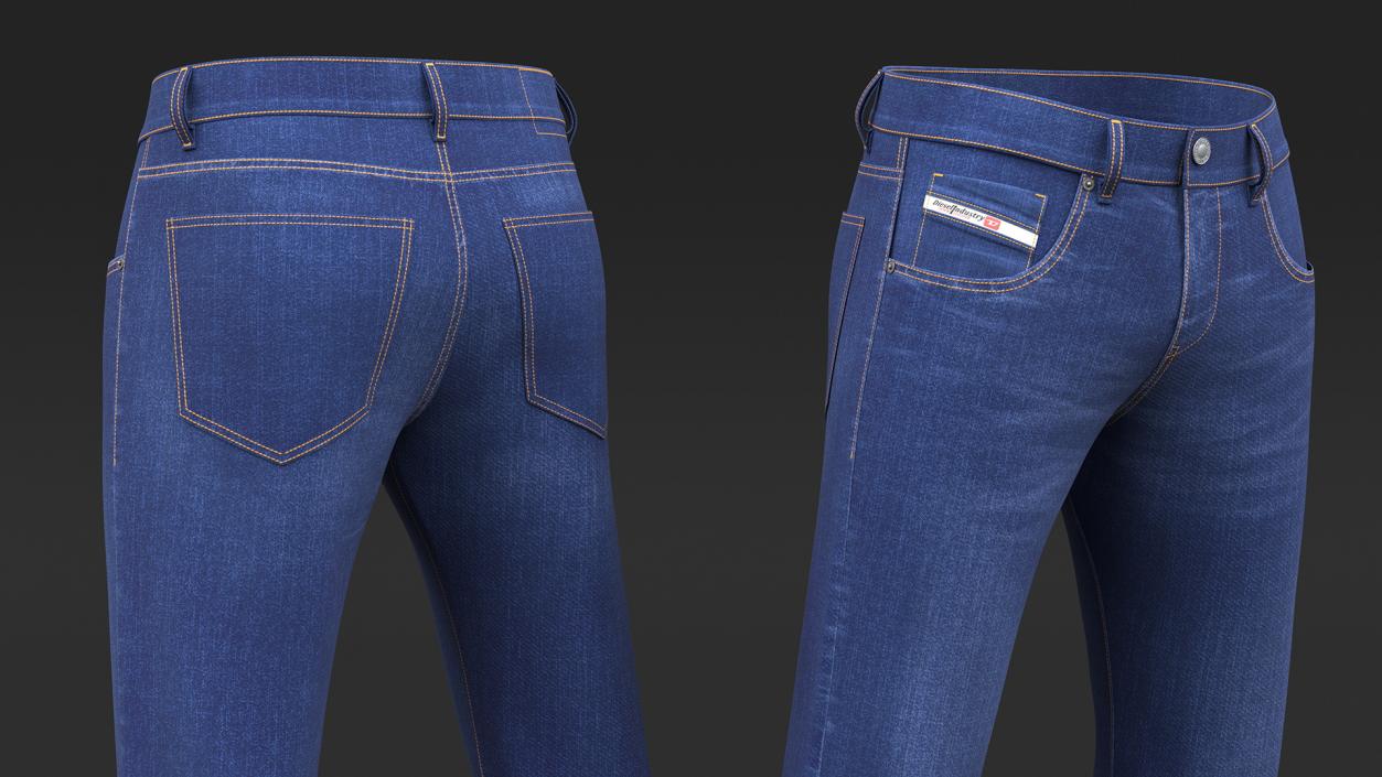 3D model Dressed Diesel Mens Jeans Dark Blue