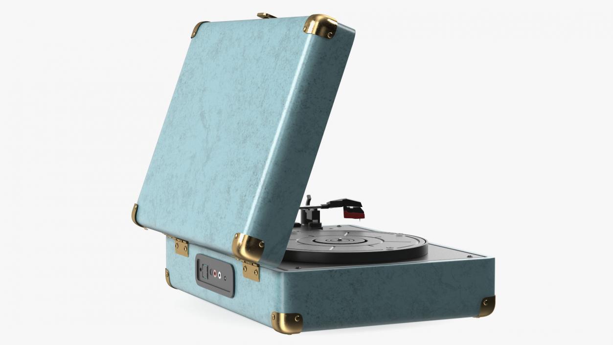 Vintage Turntable Vinyl Record Player Blue 3D