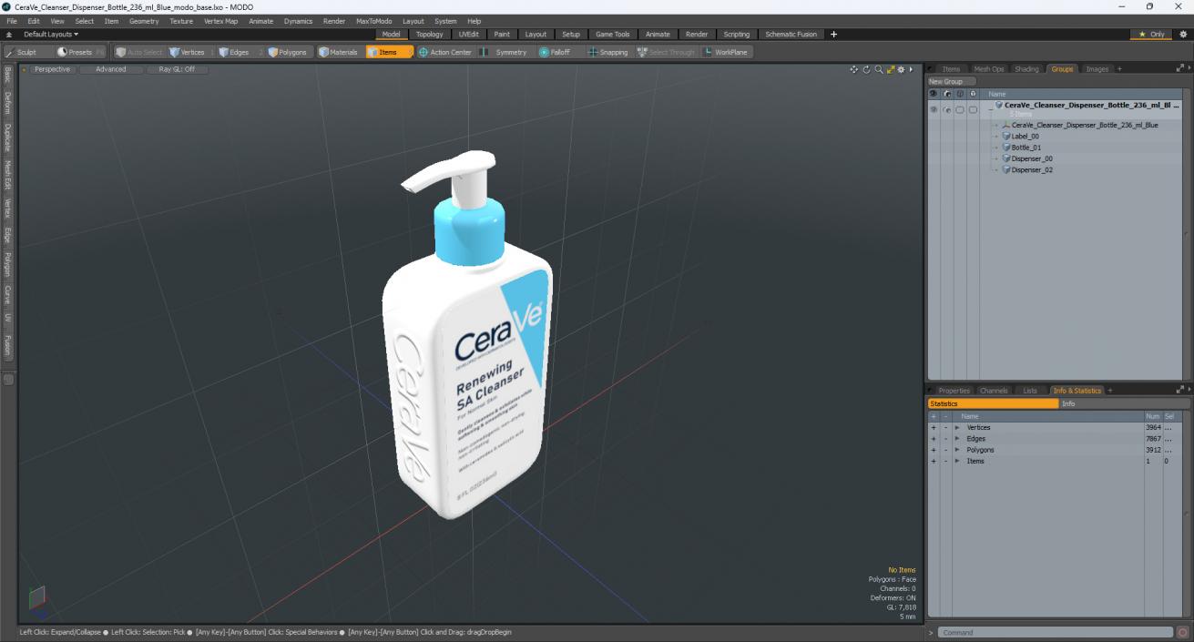 CeraVe Cleanser Dispenser Bottle 236 ml Blue 3D model