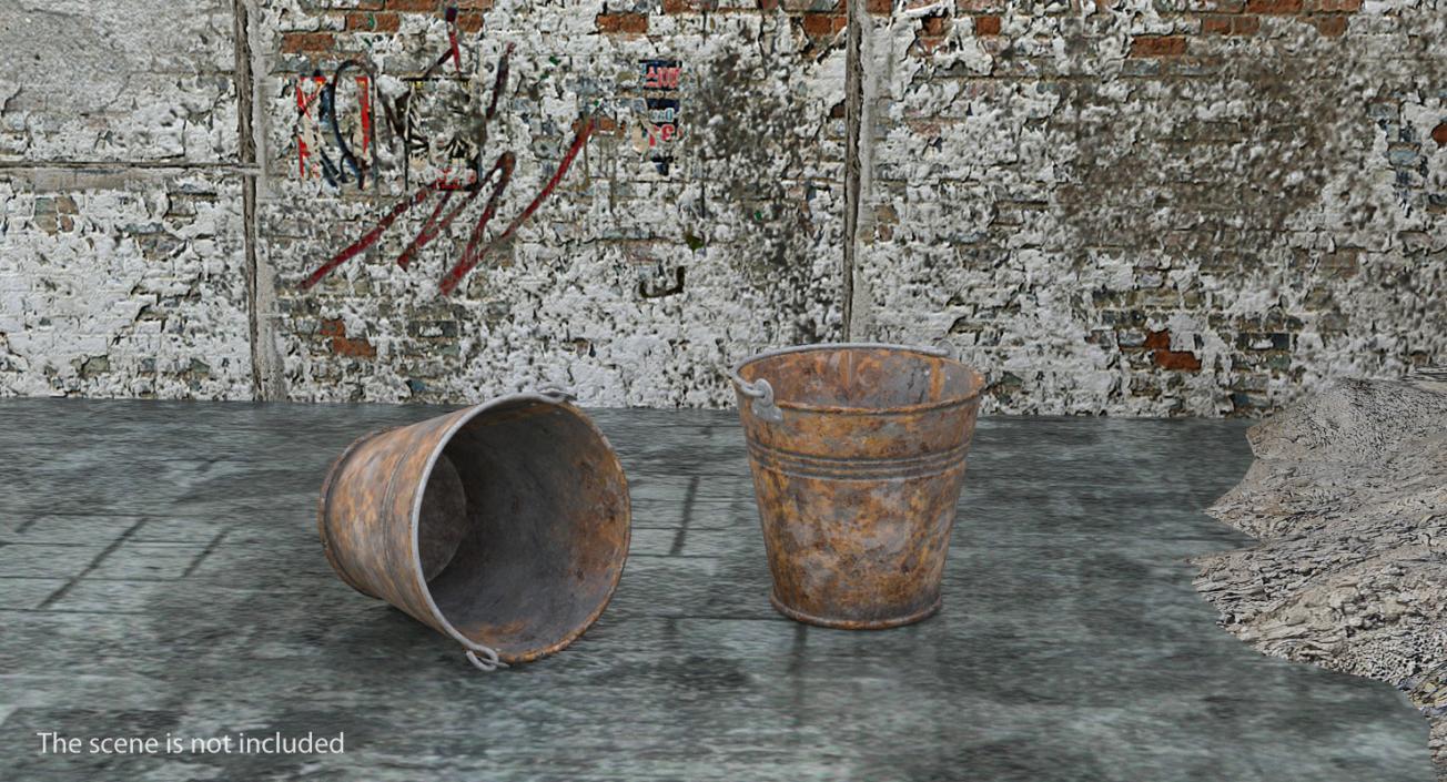 3D Rusty Metal Pail