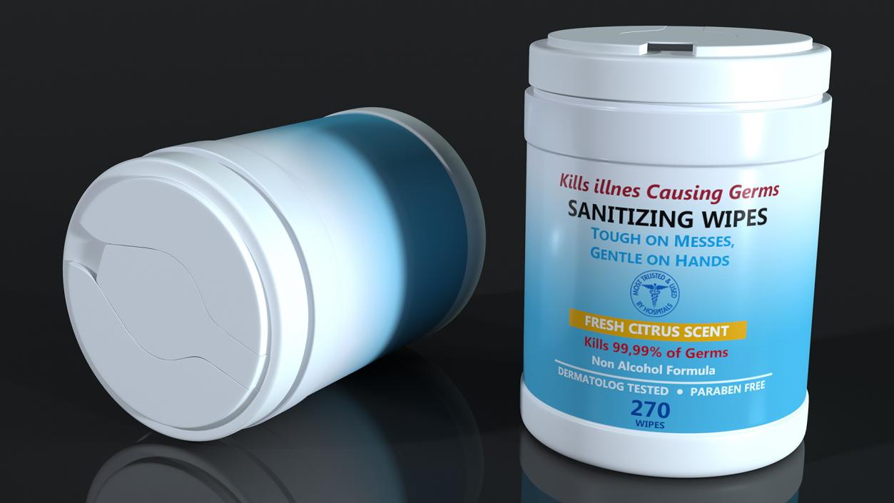 3D model Sanitizing Wipes 270 Count Canister