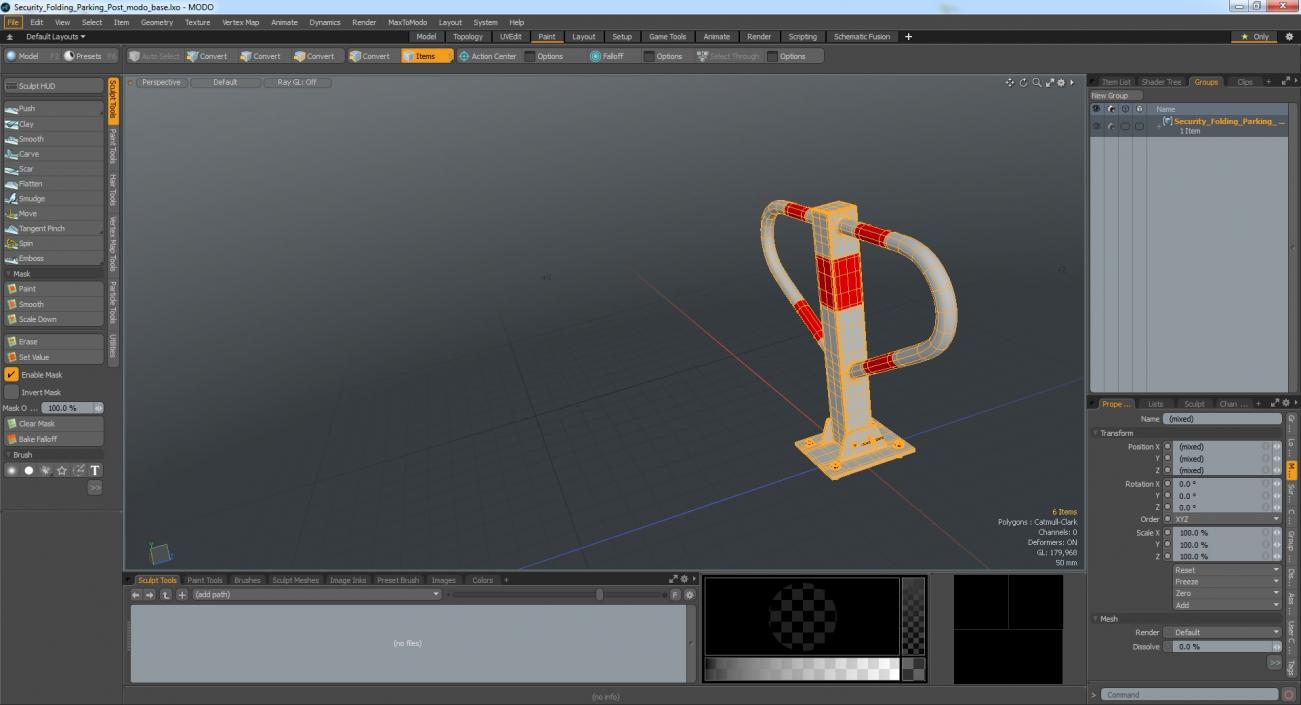 Security Folding Parking Post 3D model