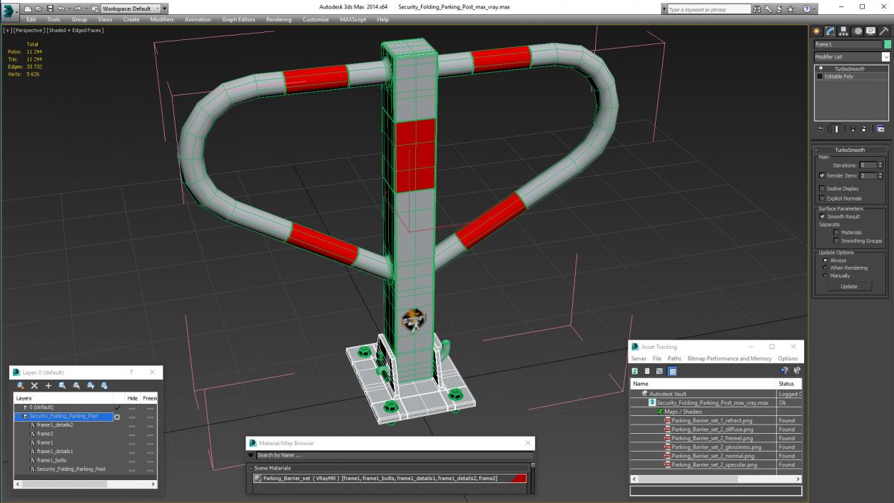 Security Folding Parking Post 3D model