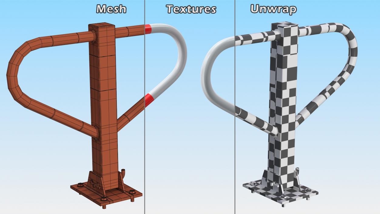 Security Folding Parking Post 3D model