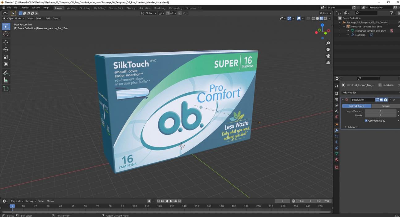 3D Package 16 Tampons OB Pro Comfort model