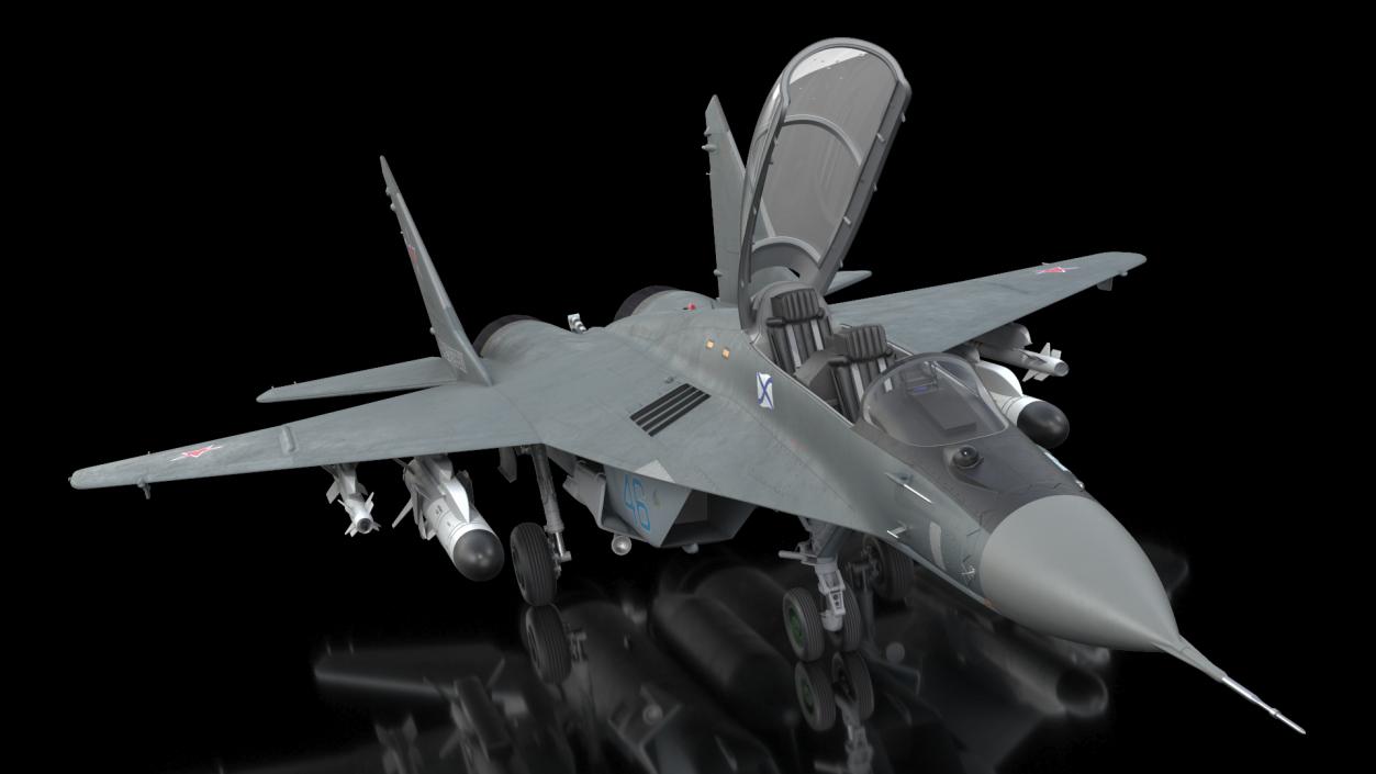 MiG 29 KUBR Russian Tandem Fighter Aircraft with Armament Rigged 3D model