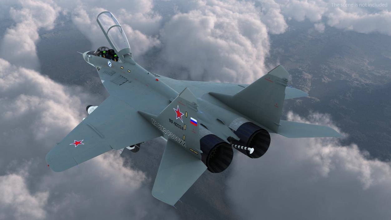 MiG 29 KUBR Russian Tandem Fighter Aircraft with Armament Rigged 3D model