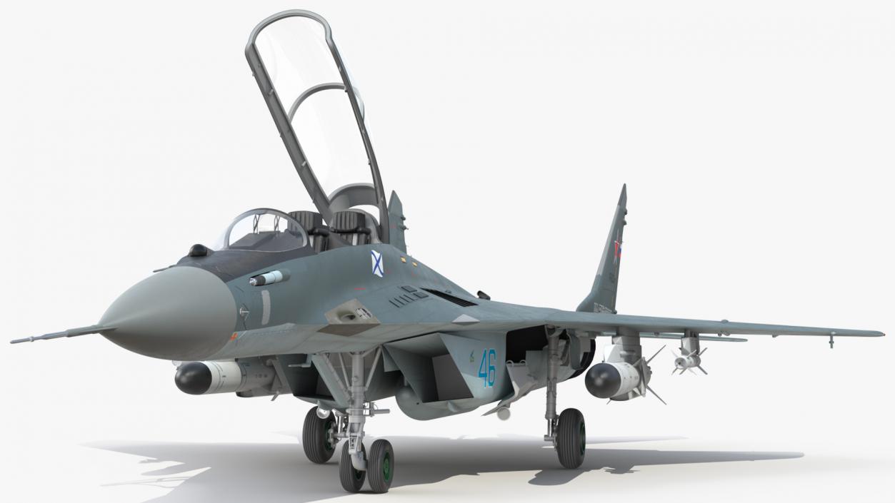 MiG 29 KUBR Russian Tandem Fighter Aircraft with Armament Rigged 3D model