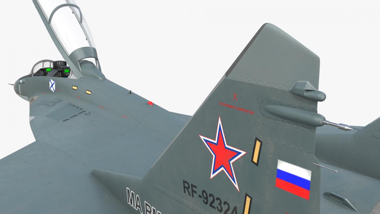 MiG 29 KUBR Russian Tandem Fighter Aircraft with Armament Rigged 3D model