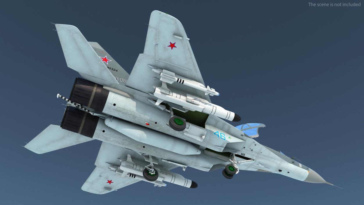 MiG 29 KUBR Russian Tandem Fighter Aircraft with Armament Rigged 3D model