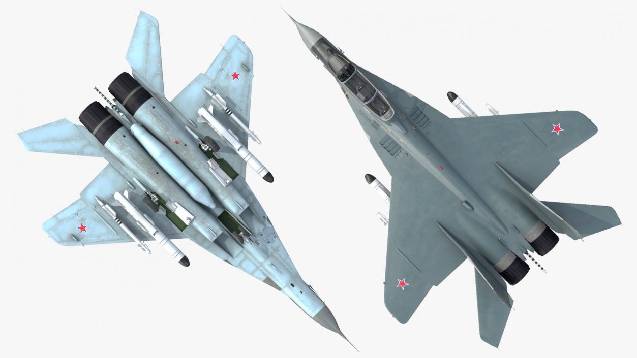 MiG 29 KUBR Russian Tandem Fighter Aircraft with Armament Rigged 3D model