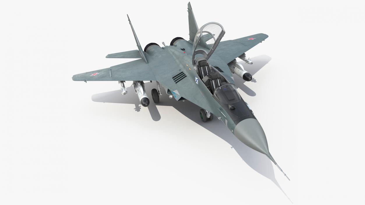 MiG 29 KUBR Russian Tandem Fighter Aircraft with Armament Rigged 3D model