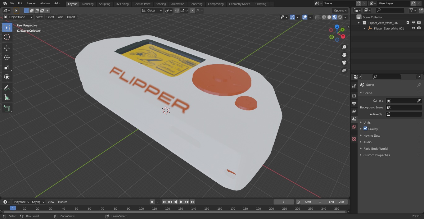 3D Flipper Zero White model