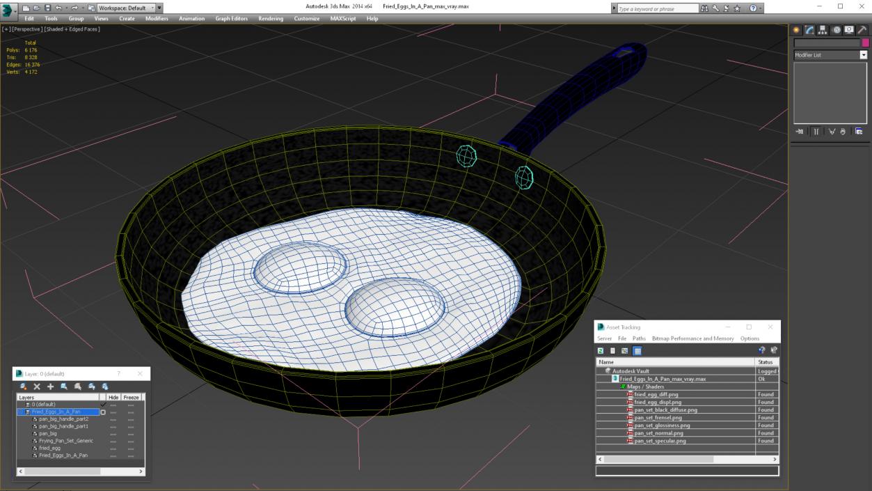 Fried Eggs in a Pan 3D model