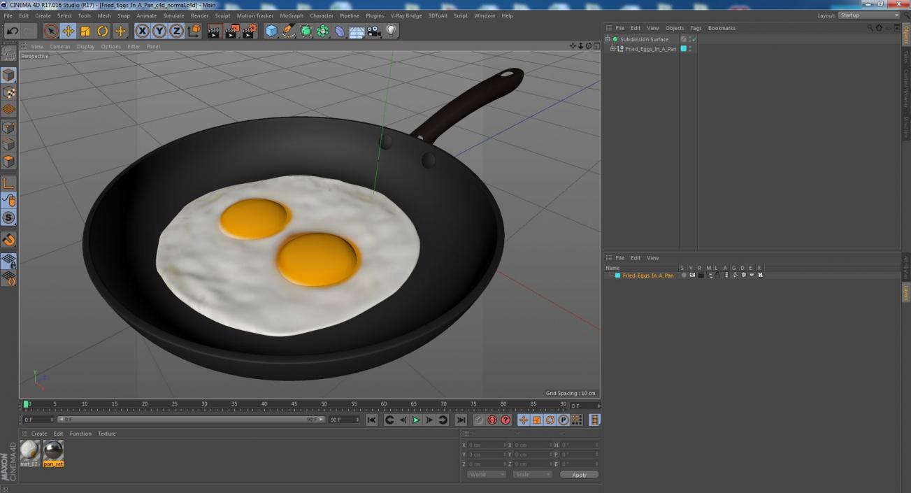 Fried Eggs in a Pan 3D model