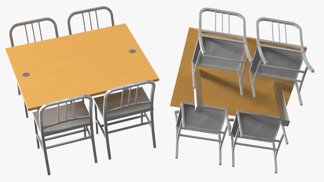 Cafe Table with Chairs 3D