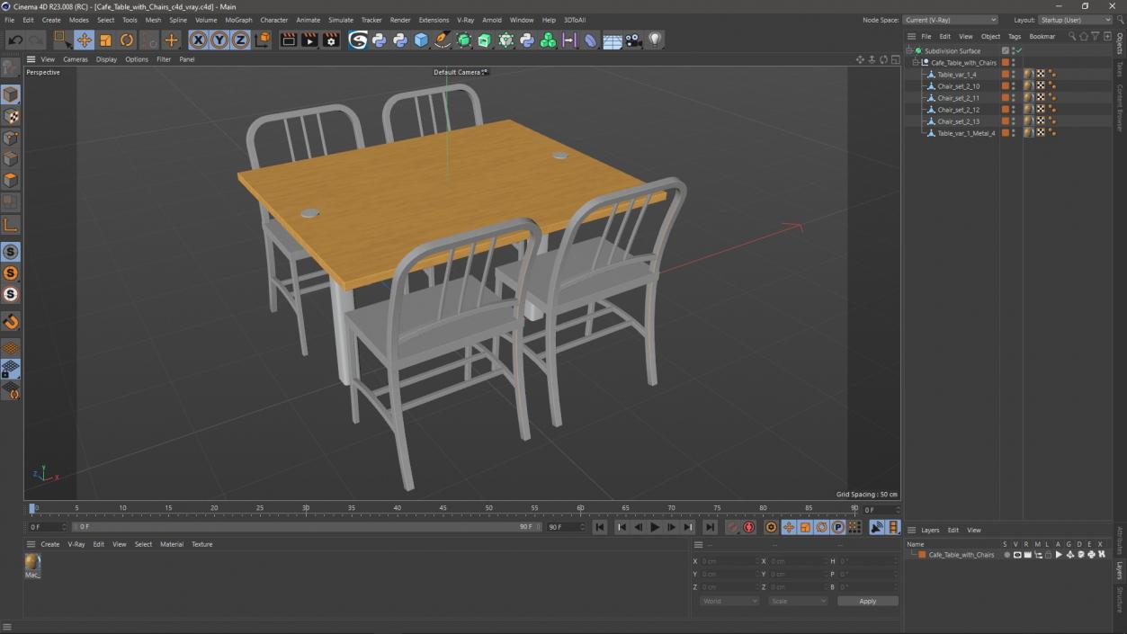 Cafe Table with Chairs 3D