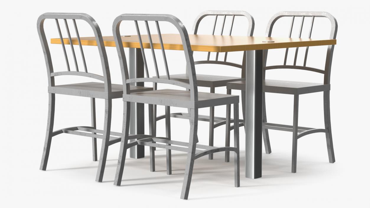 Cafe Table with Chairs 3D