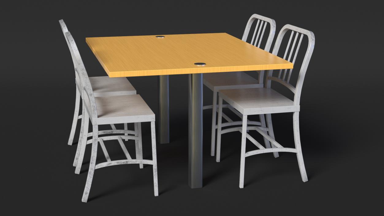 Cafe Table with Chairs 3D