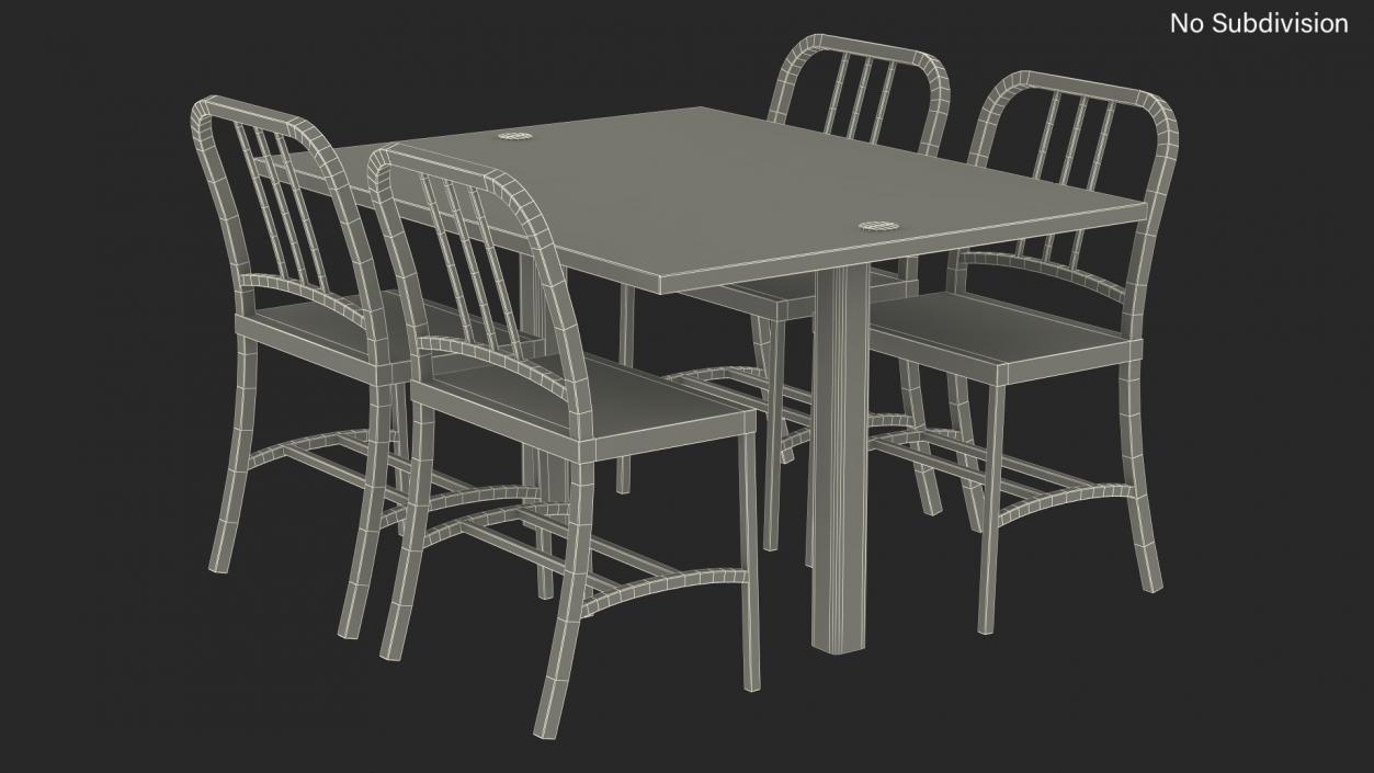 Cafe Table with Chairs 3D