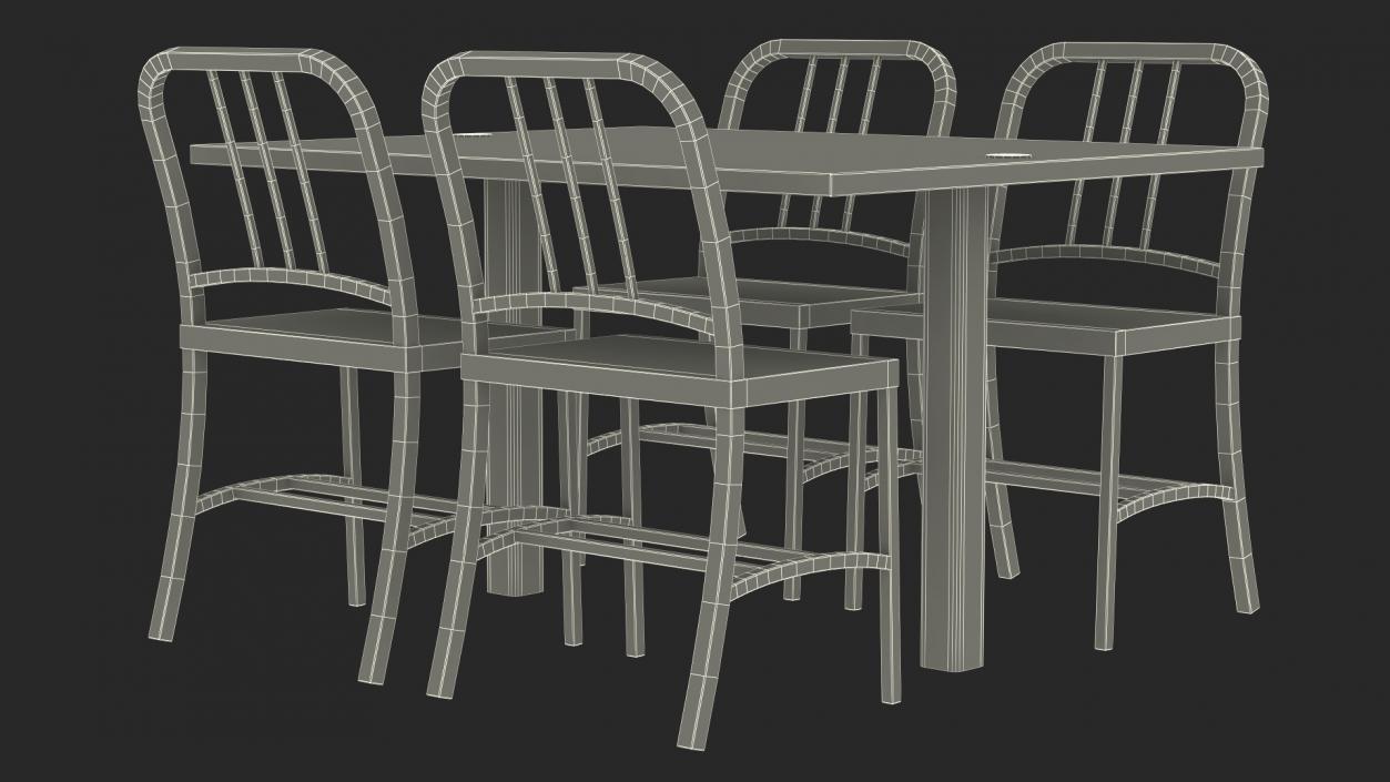 Cafe Table with Chairs 3D