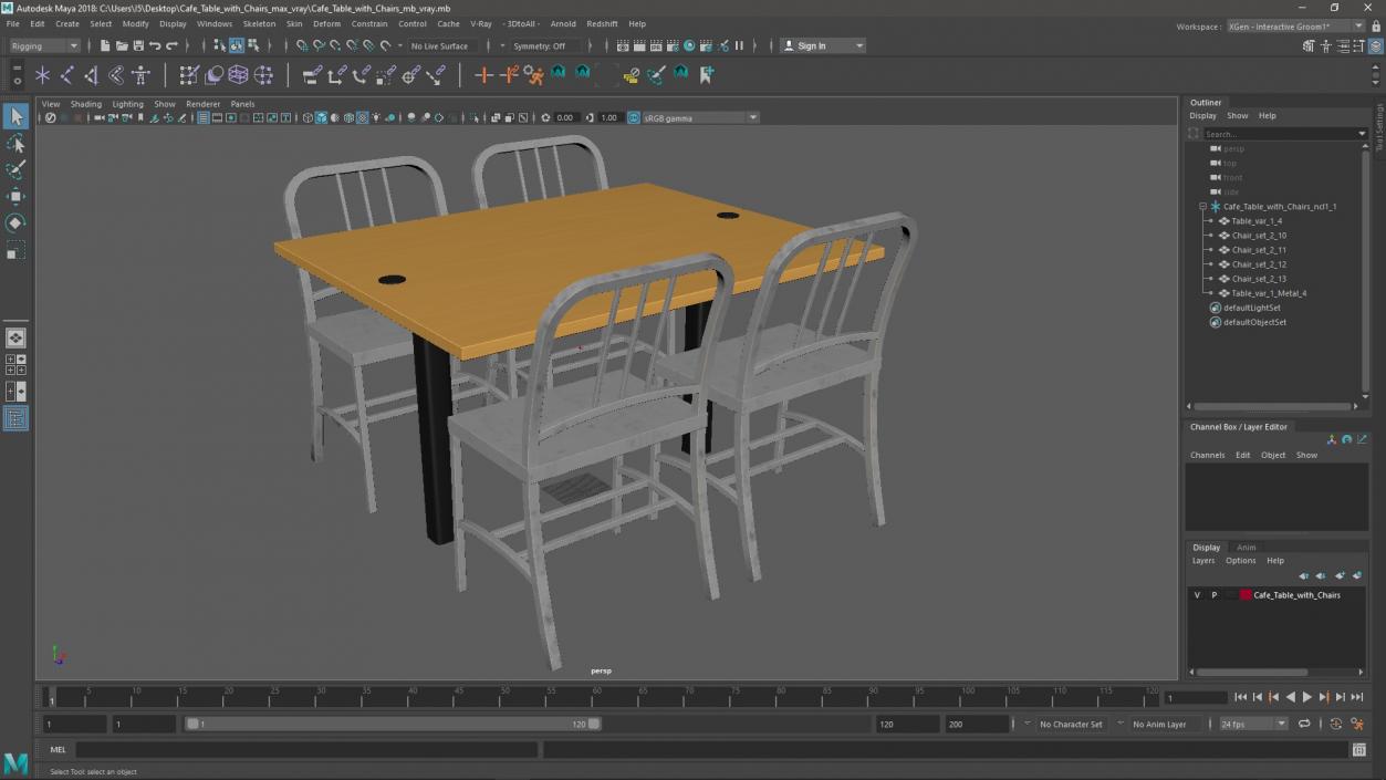 Cafe Table with Chairs 3D