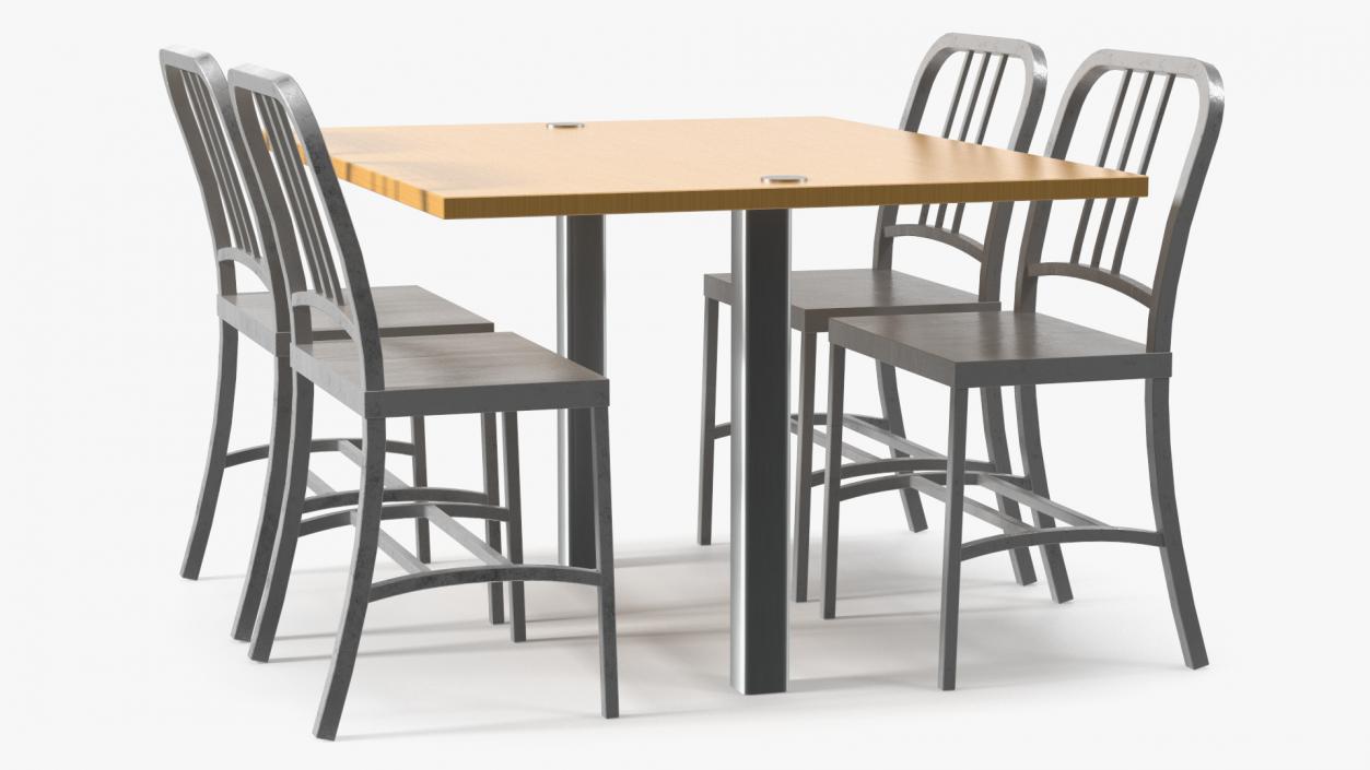 Cafe Table with Chairs 3D