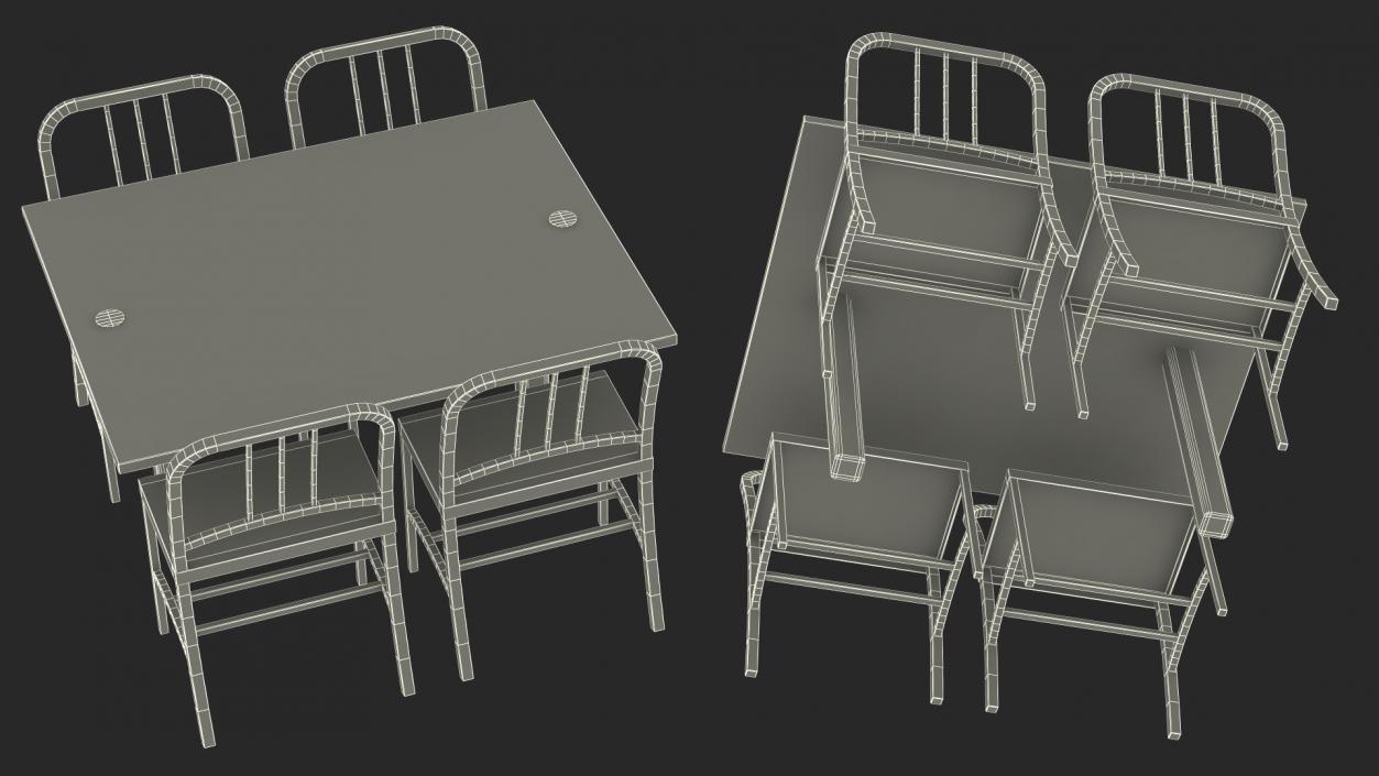 Cafe Table with Chairs 3D