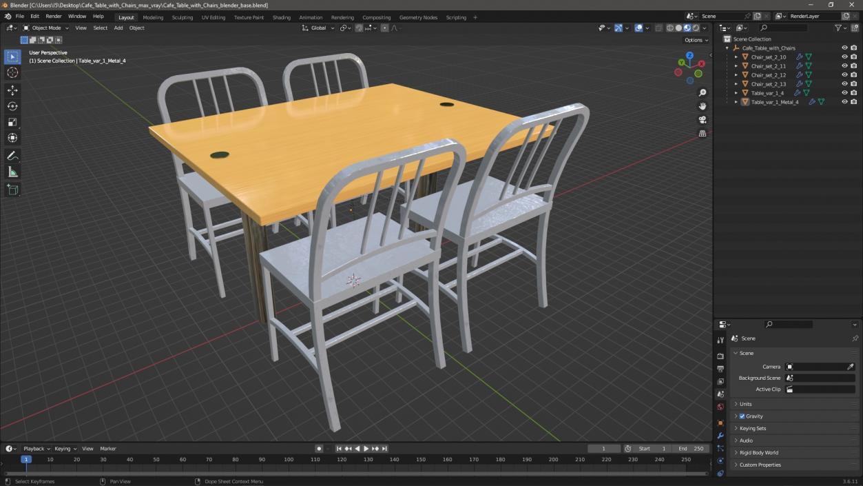 Cafe Table with Chairs 3D