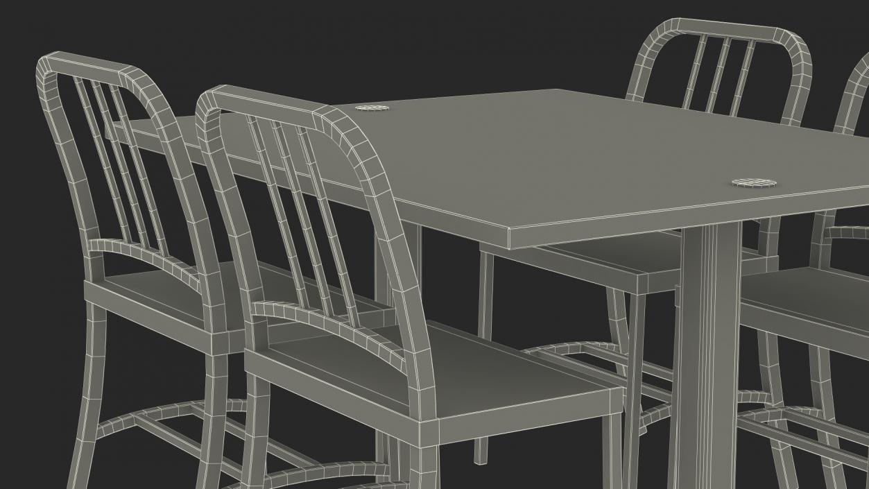 Cafe Table with Chairs 3D