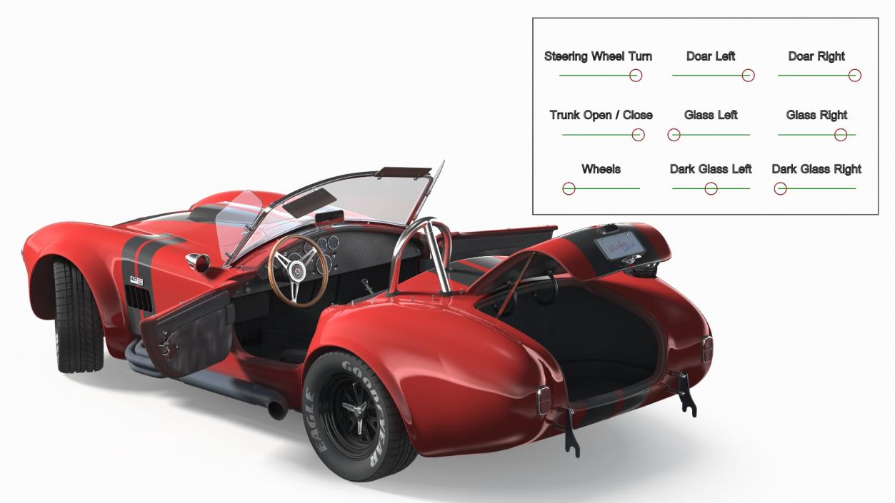 3D Racing Cobra Shelby 1965 Rigged