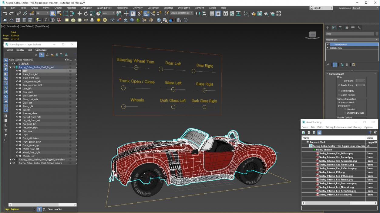 3D Racing Cobra Shelby 1965 Rigged